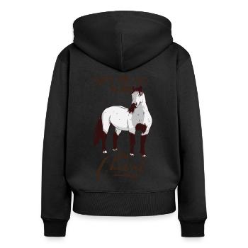 Nur ein Mädchen, das ihr Pferd liebt - Frauen Premium Bio Zip Hoodie - Schwarz - Hinten - Julia (174cm)
