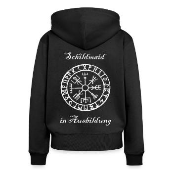 Wikinger Schildmaid Kompass vintage Geschenk - Frauen Premium Bio Zip Hoodie - Schwarz - Hinten - Julia (174cm)