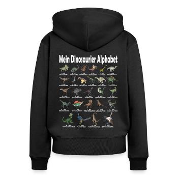Mein Dinosaurier Alphabet Dino A-Z ABC T-Rex - Frauen Premium Bio Zip Hoodie - Schwarz - Hinten - Julia (174cm)