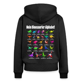 Mein Dinosaurier Alphabet Dino A-Z ABC T-Rex - Frauen Premium Bio Zip Hoodie - Schwarz - Hinten - Julia (174cm)