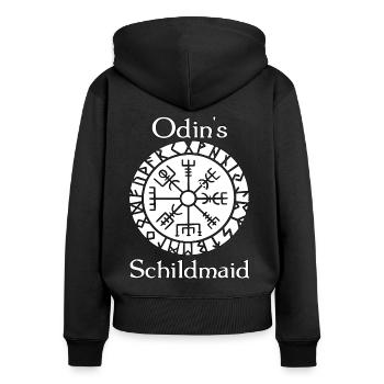 Odin Schildmaid Wikinger Runen Geschenk - Frauen Premium Bio Zip Hoodie - Schwarz - Hinten - Julia (174cm)