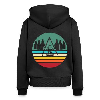 Schwenken Grillen Saarland Schwenkgrill Schwenker - Frauen Premium Bio Zip Hoodie - Schwarz - Hinten - Julia (174cm)