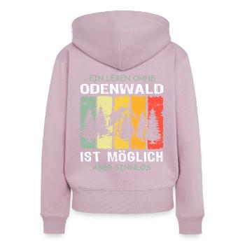 Odenwald Sprüche Odenwälder - Frauen Premium Bio Zip Hoodie - Altrosa - Hinten - Julia (174cm)