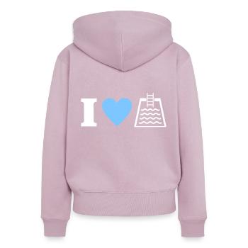 I Love Pools Poolbauer Poolbecken - Frauen Premium Bio Zip Hoodie - Altrosa - Hinten - Julia (174cm)