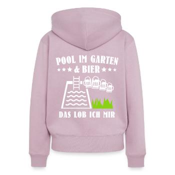 Pool Poolbauer Poolbecken - Frauen Premium Bio Zip Hoodie - Altrosa - Hinten - Julia (174cm)