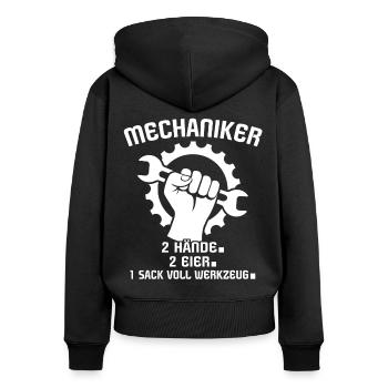 Mechaniker Industriemechaniker KFZ Mechaniker - Frauen Premium Bio Zip Hoodie - Schwarz - Hinten - Julia (174cm)