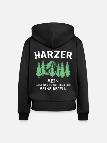 Harz Sprüche Harzer - Frauen Premium Bio Zip Hoodie - Schwarz