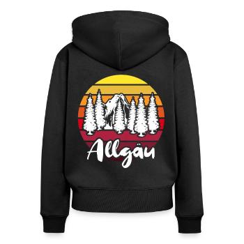 Allgäu Allgäuer Allgaeu - Frauen Premium Bio Zip Hoodie - Schwarz - Hinten - Julia (174cm)