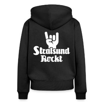 Stralsund Souvenir Ostsee Urlaub - Frauen Premium Bio Zip Hoodie - Schwarz - Hinten - Julia (174cm)