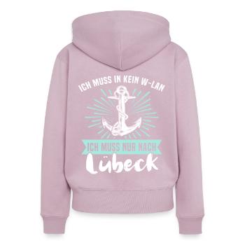Lübeck Hansestadt Luebeck - Frauen Premium Bio Zip Hoodie - Altrosa - Hinten - Julia (174cm)