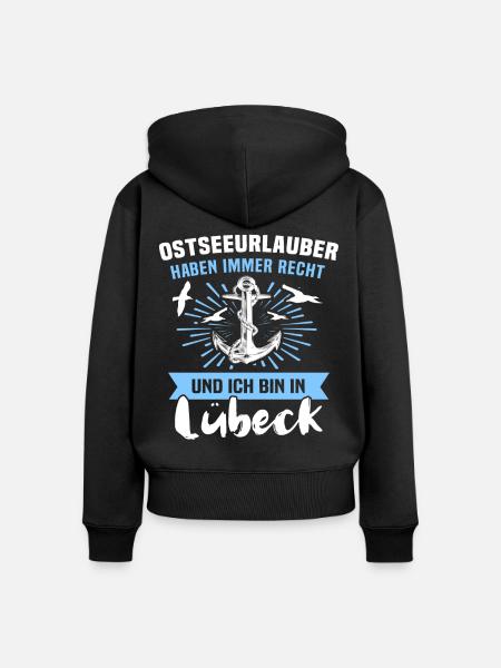 Lübeck Ostsee Lübecker Sprüche - Frauen Premium Bio Zip Hoodie - Schwarz