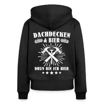 Dachdecker Biertrinker Dachdecken Bier - Frauen Premium Bio Zip Hoodie - Schwarz - Hinten - Julia (174cm)