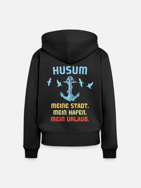 Husum Souvenir Husumer Hafen - Frauen Premium Bio Zip Hoodie - Schwarz
