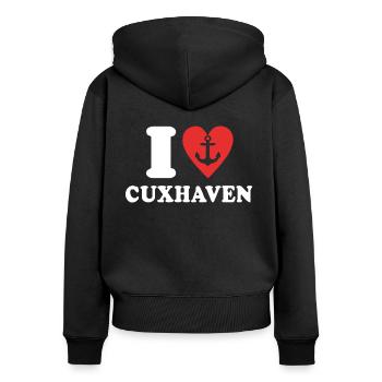 I Love Cuxhaven Nordsee Liebe Cuxhavener - Frauen Premium Bio Zip Hoodie - Schwarz - Hinten - Julia (174cm)