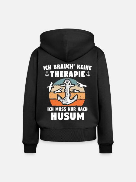 Husum Nordsee Husumer - Frauen Premium Bio Zip Hoodie - Schwarz