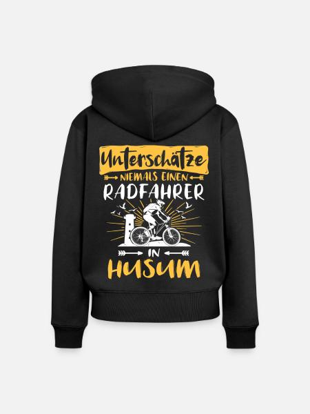 Husum Fahrrad Husumer Radfahrer - Frauen Premium Bio Zip Hoodie - Schwarz