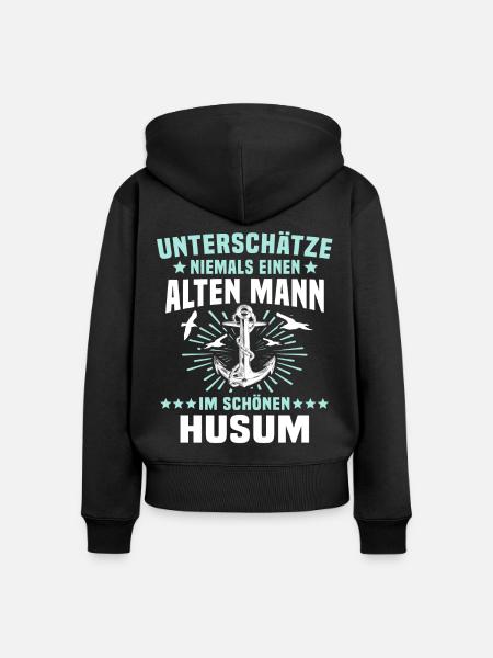 Husum Männer Husumer Mann - Frauen Premium Bio Zip Hoodie - Schwarz