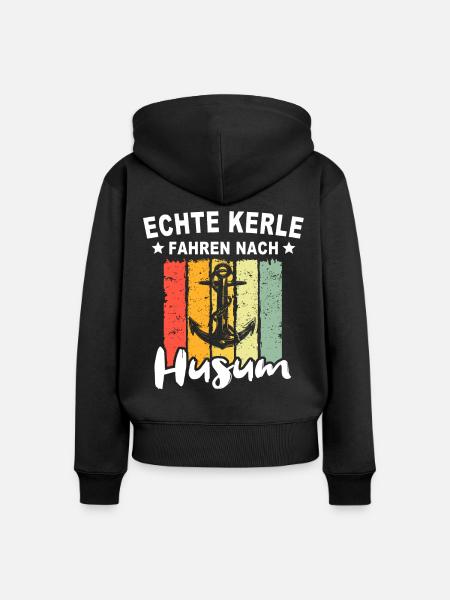 Husum Männer Husumer Mann - Frauen Premium Bio Zip Hoodie - Schwarz