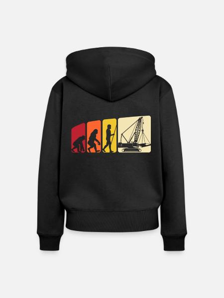 Kranführer Evolution Kranfahrer - Frauen Premium Bio Zip Hoodie - Schwarz