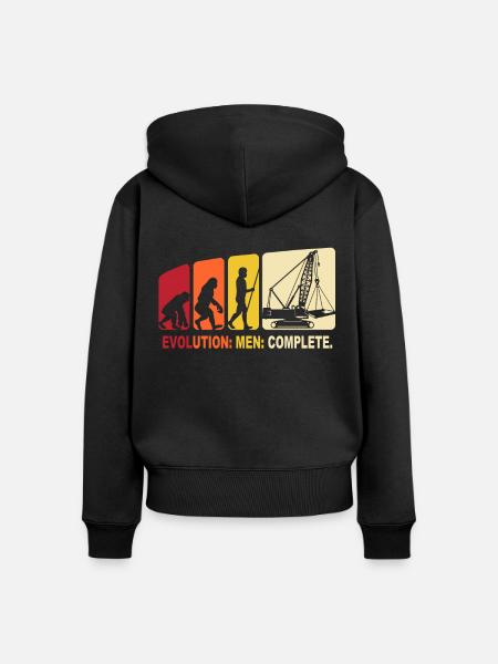 Kranführer Evolution Kranfahrer - Frauen Premium Bio Zip Hoodie - Schwarz