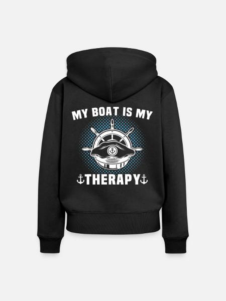Kapitän Therapie Boot - Frauen Premium Bio Zip Hoodie - Schwarz