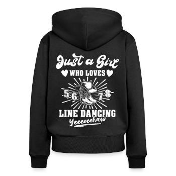 Line Dancing Line Dance - Frauen Premium Bio Zip Hoodie - Schwarz - Hinten - Julia (174cm)