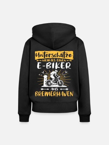 Bremerhaven Ebike Bremerhavener Ebiker - Frauen Premium Bio Zip Hoodie - Schwarz