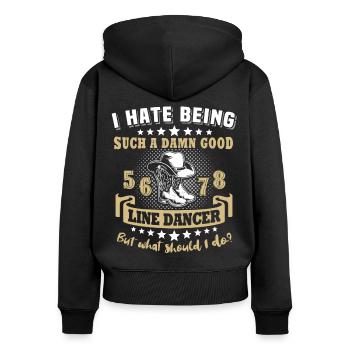 Danse en ligne - Sweat à capuche zippé Premium bio Femme - noir - Dos - Julia (174cm)