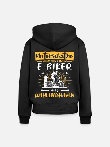 Wilhelmshaven Ebike Wilhelmshavener Ebiker - Frauen Premium Bio Zip Hoodie - Schwarz