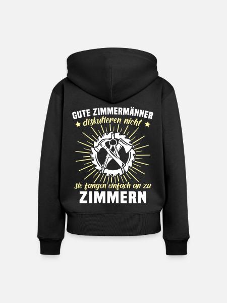 Zimmerer Sprüche Zimmermann - Frauen Premium Bio Zip Hoodie - Schwarz