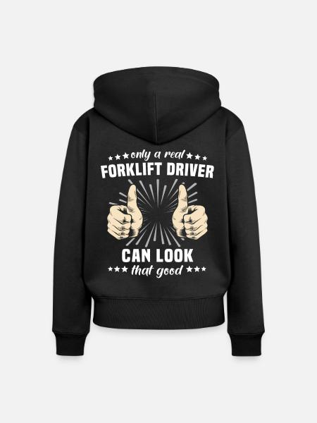 Stapler Gabelstapler - Frauen Premium Bio Zip Hoodie - Schwarz