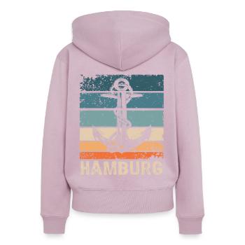 Hamburger Sprüche Hamburg - Frauen Premium Bio Zip Hoodie - Altrosa - Hinten - Julia (174cm)