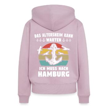 Hamburger Sprüche Hamburg - Frauen Premium Bio Zip Hoodie - Altrosa - Hinten - Julia (174cm)