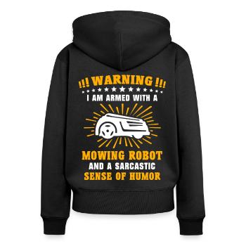 Mähroboter Rasenmäher Roboter Rasenmähroboter - Frauen Premium Bio Zip Hoodie - Schwarz - Hinten - Julia (174cm)