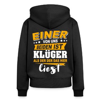 Klüger Als Du - Frauen Premium Bio Zip Hoodie - Schwarz - Hinten - Julia (174cm)