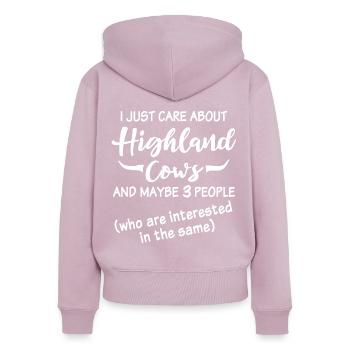 Highland Cow - Frauen Premium Bio Zip Hoodie - Altrosa - Hinten - Julia (174cm)