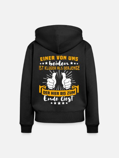 Sprüche Klüger Als Du - Frauen Premium Bio Zip Hoodie - Schwarz
