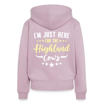 Hochlandrinder Highland Cow - Frauen Premium Bio Zip Hoodie - Altrosa - Hinten - Julia (174cm)