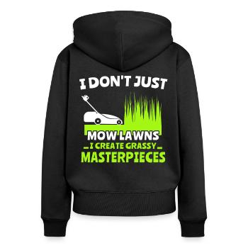Rasenmäher Gras Mähen - Frauen Premium Bio Zip Hoodie - Schwarz - Hinten - Julia (174cm)