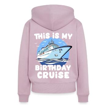 Anniversaire de croisière - Sweat à capuche zippé Premium bio Femme - rose poudré - Dos - Julia (174cm)