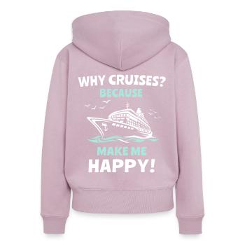 Croisière familiale - Sweat à capuche zippé Premium bio Femme - rose poudré - Dos - Julia (174cm)