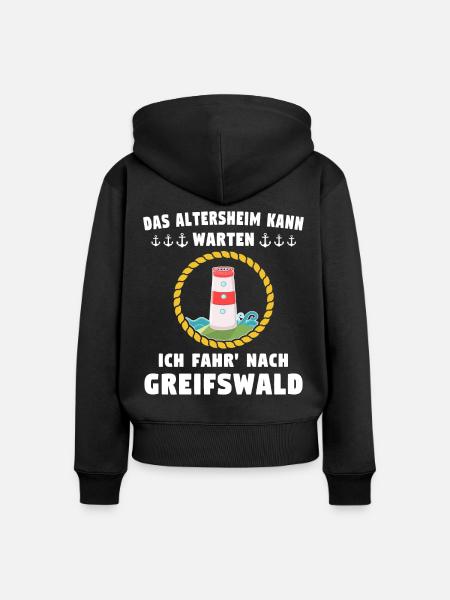 Greifswald Sprüche Greifswalder Spruch - Frauen Premium Bio Zip Hoodie - Schwarz