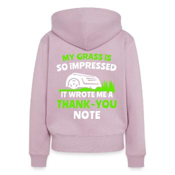 Tondeuse robot - Sweat à capuche zippé Premium bio Femme - rose poudré - Dos - Julia (174cm)