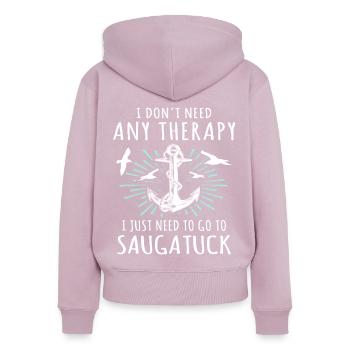 Saugatuck souvenir - Frauen Premium Bio Zip Hoodie - Altrosa - Hinten - Julia (174cm)