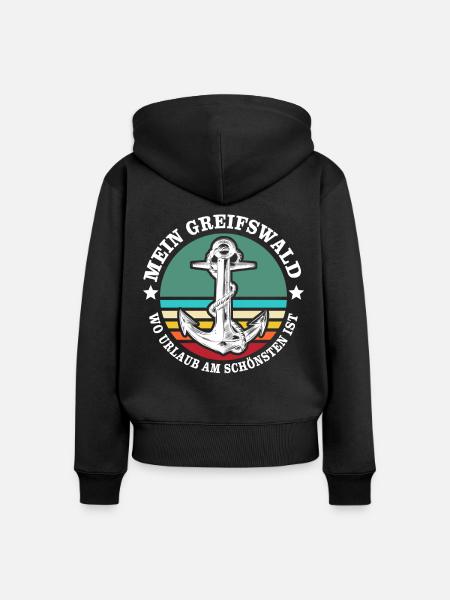 Greifswald Urlaub - Frauen Premium Bio Zip Hoodie - Schwarz