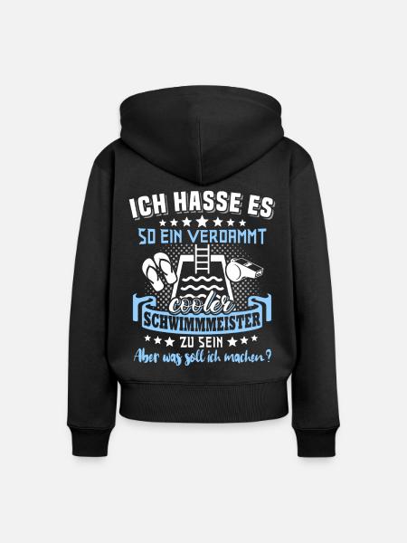 Schwimmmeister - Frauen Premium Bio Zip Hoodie - Schwarz