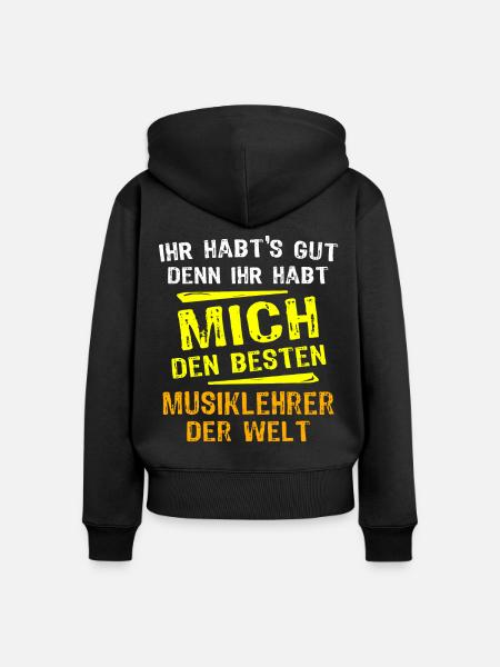 Musiklehrer Geschenk - Frauen Premium Bio Zip Hoodie - Schwarz