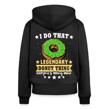 Donut Love Doughnut Donut Lover - Sweat à capuche zippé Premium bio Femme - noir - Dos - Julia (174cm)
