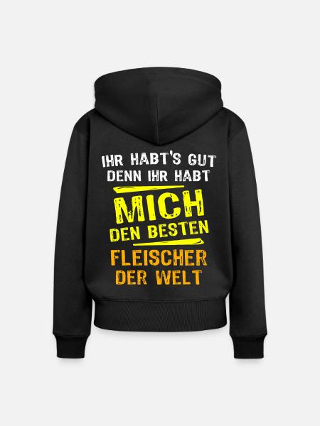 Fleischer Geschenk - Frauen Premium Bio Zip Hoodie - Schwarz