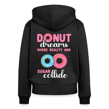 Donut Doughnut Donut Lover - Sweat à capuche zippé Premium bio Femme - noir - Dos - Julia (174cm)